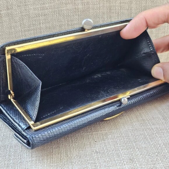 Salvatore Ferragamo Women Long Wallet Card Hold Kiss Lock Coin Pocket Made Italy